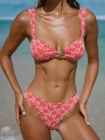 Red Rose Textured Bikini Top - Image 3