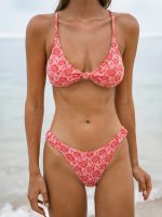 Red Rose Textured Twist Bikini Top - Image 3