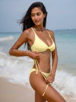 Yellow Bloom Textured Bikini Top - Image 4