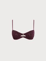 Dark Coffee Textured O-Ring Bikini Top - Image 8