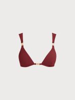 Wine Red Gold-Accented Bikini Top - Image 4