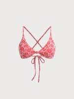 Red Rose Textured Twist Bikini Top - Image 6