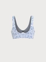 Light Blue Textured Front Closure Bikini Top - Image 8