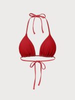 Red Lurex Halter Triangle Bikini Top - Image 7
