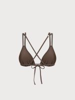 ECONYL® Dark Coffee Strappy Bikini Top - Image 5