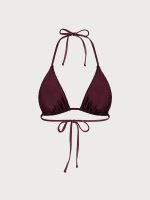 Dark Coffee Textured Triangle Bikini Top - Image 7