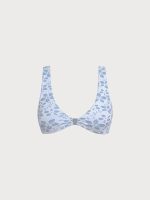 Light Blue Textured Front Closure Bikini Top - Image 7