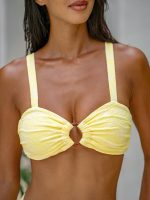 Yellow Textured Cutout O-Ring Bikini Top - Image 5