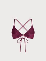 ECONYL® Wine Red O-Ring Bikini Top - Image 7