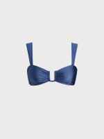 Blue Ruched U-Neck Bikini Top - Image 7