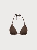 Coffee Halter Reversible Triangle Bikini Top - Image 11