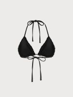 Black Ruffled Halter Triangle Bikini Top - Image 9