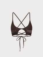 ECONYL® Dark Coffee Cut Out Bikini Top - Image 7