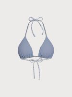 Light Blue Textured Floral Halter Bikini Top - Image 7