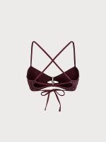 Dark Coffee Textured O-Ring Bikini Top - Image 9