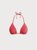 Red Lurex Halter Triangle Bikini Top - Image 6