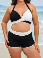 Black & White Triangle Plus Size Bikini Top - Image 3