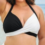 Black & White Triangle Plus Size Bikini Top