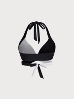 Black & White Triangle Plus Size Bikini Top - Image 7