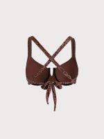 Leopard Print V Notch Plus Size Bikini Top - Image 10