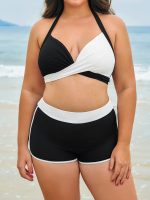 Black & White Triangle Plus Size Bikini Top - Image 4