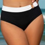 Black Natural Waisted Plus Size Bikini Bottom