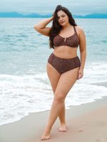 Leopard Print V Notch Plus Size Bikini Top - Image 5