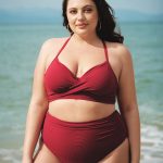 Wine Red Ruched Plus Size Bikini Top