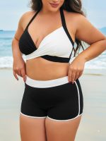 Black & White Triangle Plus Size Bikini Top - Image 2