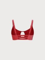 Red Lurex Cut Out Plus Size Bikini Top - Image 6