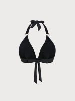 Black Strappy Halter Plus Size Bikini Top - Image 5