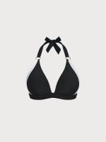 Black Strappy Halter Plus Size Bikini Top - Image 4