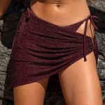Dark Coffee Sparkle O-Ring Wrap Cover-Up Skirt