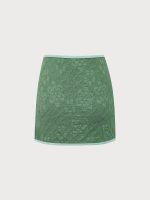 Dark Green Jacquard Cover up Skirt - Image 2