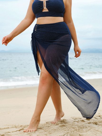 Blue Glitter Plus Size Cover-up