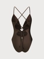 Dark Coffee V-Notch One-Piece Swimsuit - Image 6