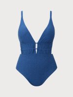 Lurex Drawstring Plus Size One-Piece Swimsuit - Image 5