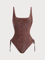 Leopard Print Cross One-Piece Swimsuit - Image 6