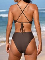 ECONYL® Dark Coffee Cutout One Piece Swimwear - Image 3