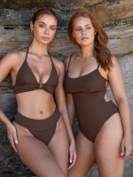 Black Ribbed Cross Back One-Piece Swimsuit - Image 8