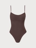 Coffee Ribbed Cross Back One-Piece Swimsuit - Image 10