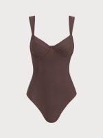 Coffee Cross Back Tummy Control One Piece swimsuit - Image 6