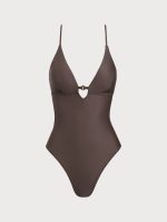 ECONYL® Dark Coffee Cutout One Piece Swimwear - Image 5