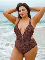 Leopard Print Plus Size One-Piece Swimsuit - Image 4