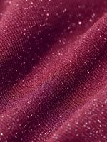 Wine Red Lurex V-Neck One Piece Swimwear - Image 9