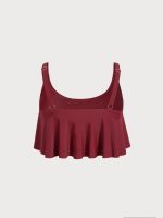 Wine Red U-Neck Plus Size Tankini Top - Image 6