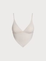 Off White Ribbed Handkerchief Hem Tankini Top - Image 6