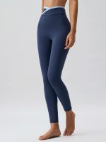 Navy Natural Waisted Leggings 25"