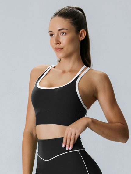 Black X Cross Lycra® Sports Bra - Medium Support