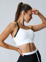 White Contrast Strap Sports Bra - Medium Support - Image 5